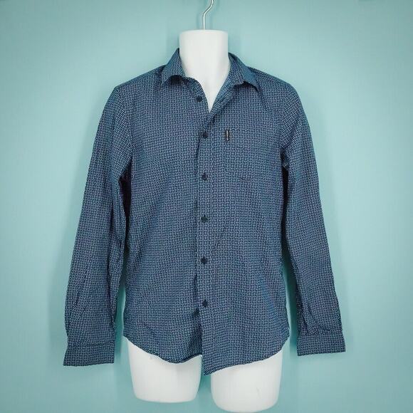 Ben Sherman Other - Ben Sherman Size Small S Shirt Geo Blue Print Soho Fit Button Long Sleeve Cotton